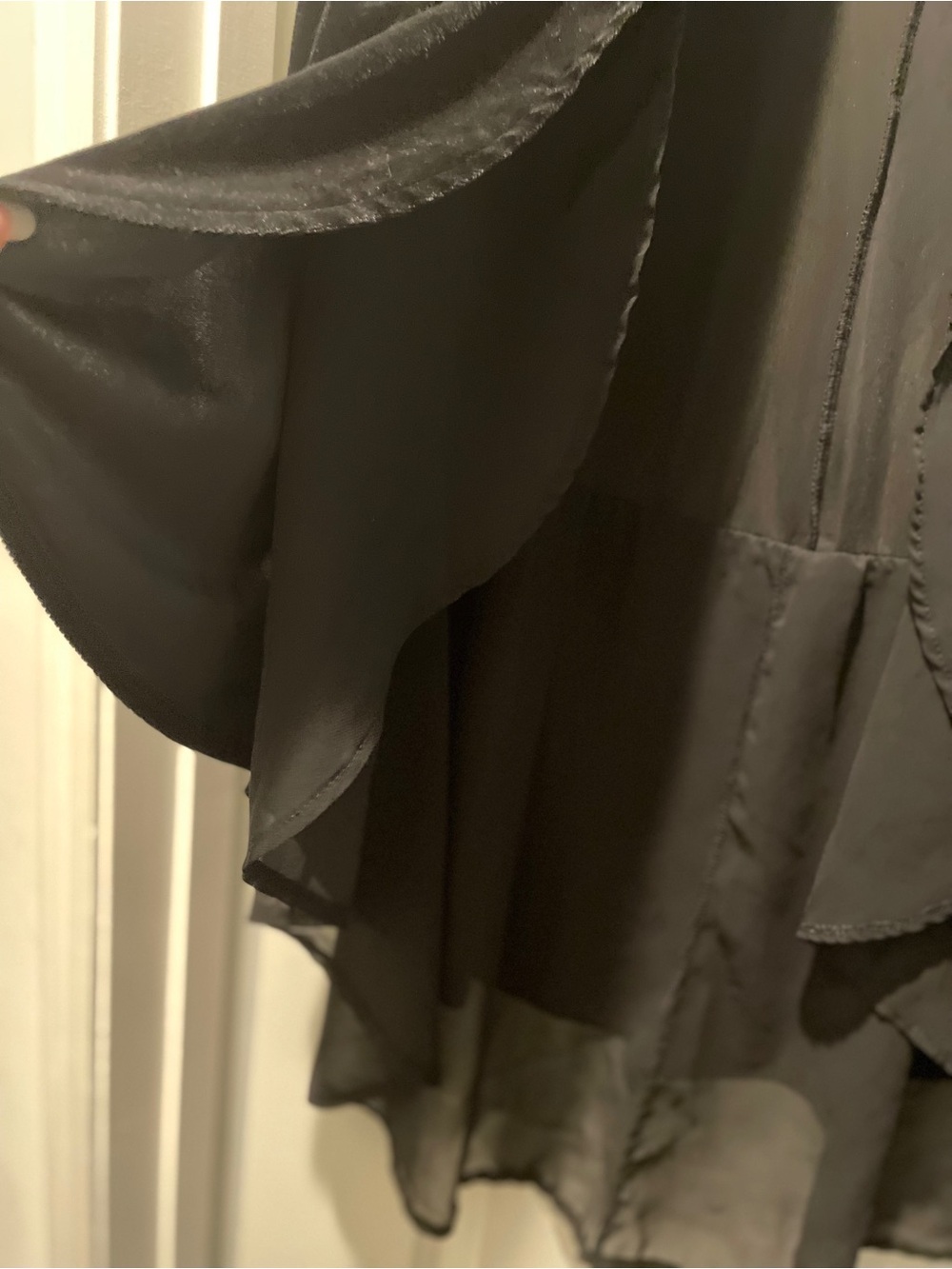 Vivimos Longline Velvet Duster Size XL Black Multi Fabric Boho Witchy Whimsigoth - Picture 6 of 14